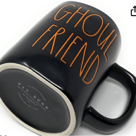 Rae Dunn GHOULS FRIEND Mug - ORANGE inside - Halloween - Ceramic - 16 oz - Picture 2 of 5